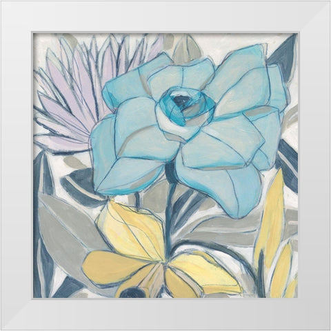 Etched Indigo Fresco I White Modern Wood Framed Art Print by Vess, June Erica