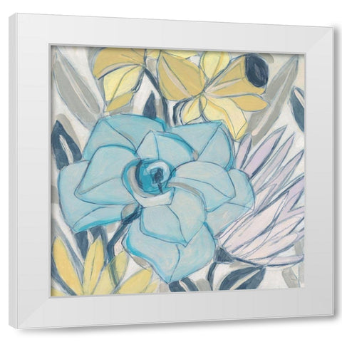 Etched Indigo Fresco II White Modern Wood Framed Art Print by Vess, June Erica