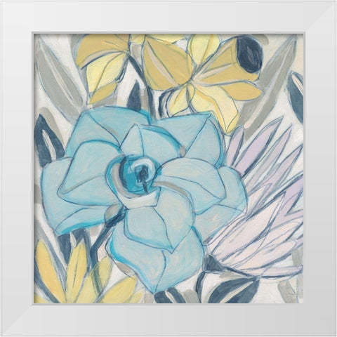 Etched Indigo Fresco II White Modern Wood Framed Art Print by Vess, June Erica