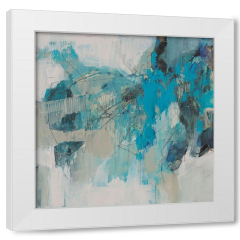 Painterly Teal I White Modern Wood Framed Art Print by Goldberger, Jennifer