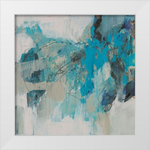Painterly Teal I White Modern Wood Framed Art Print by Goldberger, Jennifer