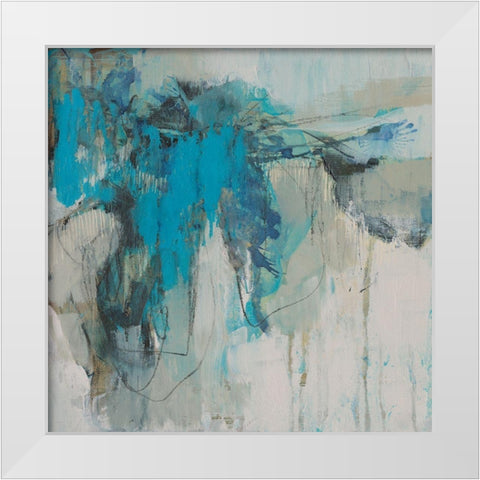 Painterly Teal II White Modern Wood Framed Art Print by Goldberger, Jennifer