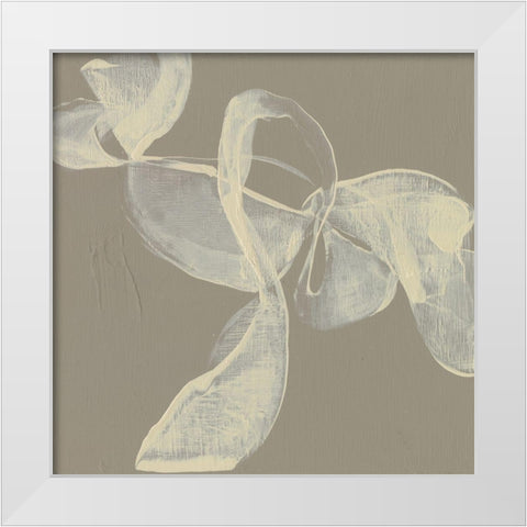 White Ribbon on Beige I White Modern Wood Framed Art Print by Goldberger, Jennifer