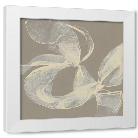 White Ribbon on Beige II White Modern Wood Framed Art Print by Goldberger, Jennifer