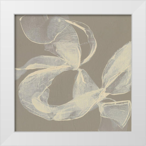 White Ribbon on Beige II White Modern Wood Framed Art Print by Goldberger, Jennifer