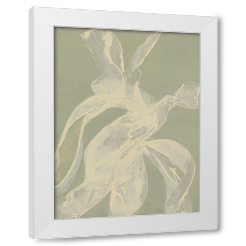 White Ribbon on Celadon I White Modern Wood Framed Art Print by Goldberger, Jennifer