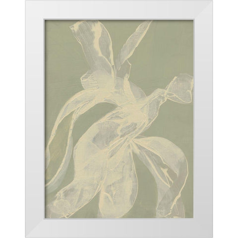 White Ribbon on Celadon I White Modern Wood Framed Art Print by Goldberger, Jennifer