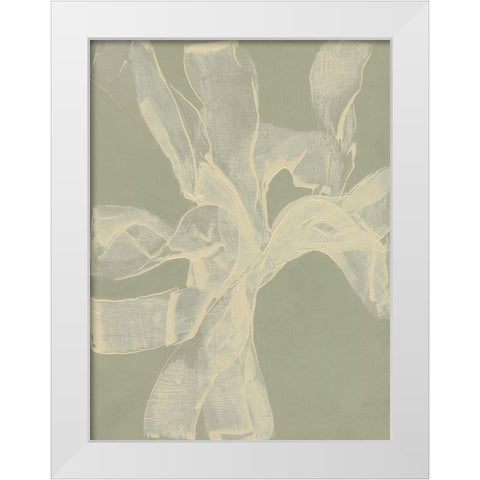 White Ribbon on Celadon II White Modern Wood Framed Art Print by Goldberger, Jennifer