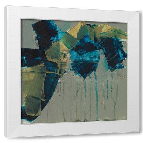 Deconstructed Blues I White Modern Wood Framed Art Print by Goldberger, Jennifer