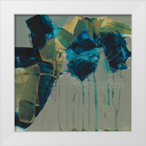 Deconstructed Blues I White Modern Wood Framed Art Print by Goldberger, Jennifer