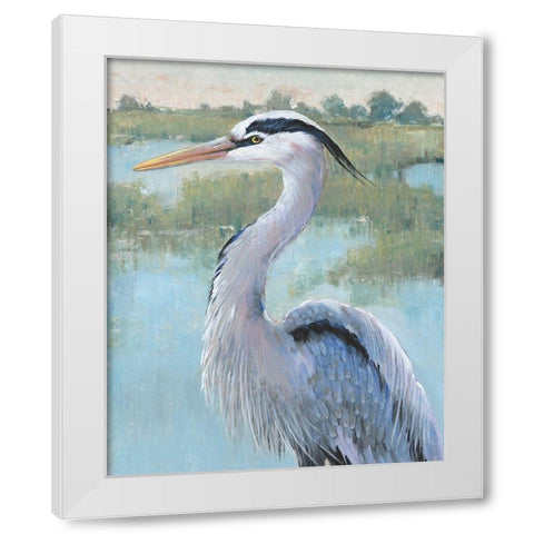 Blue Heron Portrait I White Modern Wood Framed Art Print by OToole, Tim