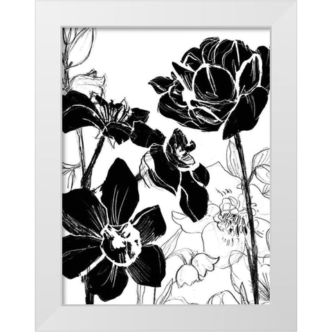 Monotype Garden I White Modern Wood Framed Art Print by Vess, June Erica
