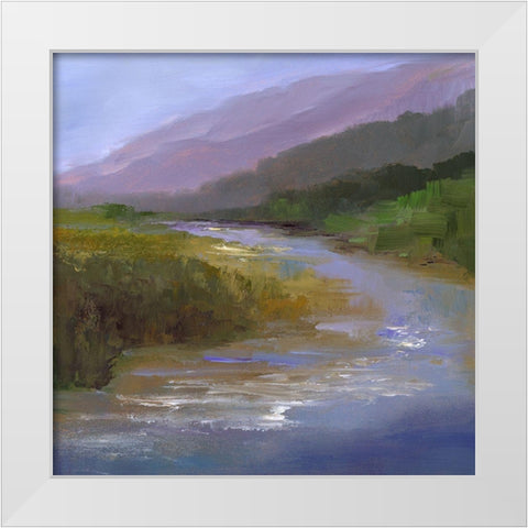 Mountain River I White Modern Wood Framed Art Print by Finch, Sheila