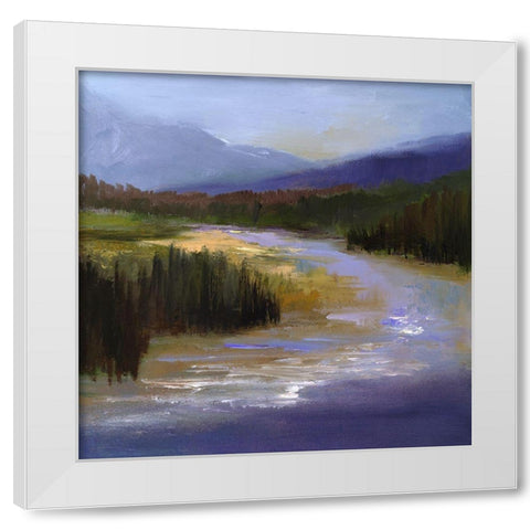Mountain River II White Modern Wood Framed Art Print by Finch, Sheila