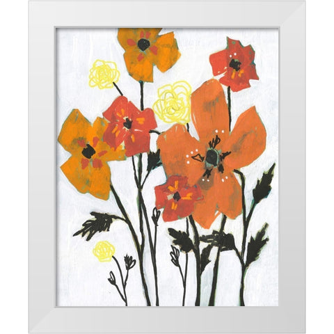 Hot Flowers II White Modern Wood Framed Art Print by Goldberger, Jennifer