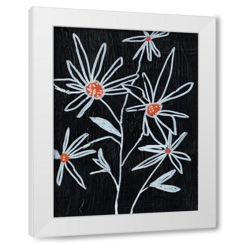 Flower Doodle I White Modern Wood Framed Art Print by Goldberger, Jennifer