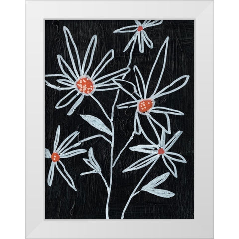 Flower Doodle I White Modern Wood Framed Art Print by Goldberger, Jennifer