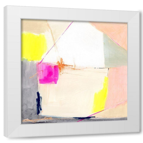 Hot Pink Patch I White Modern Wood Framed Art Print by Barnes, Victoria