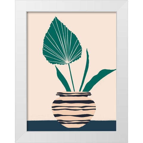 Dancing Vase With Palm I White Modern Wood Framed Art Print by Wang, Melissa