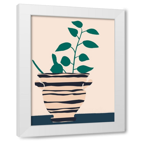 Dancing Vase With Palm II White Modern Wood Framed Art Print by Wang, Melissa