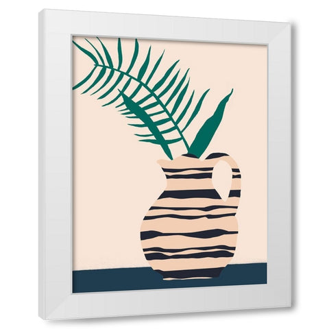 Dancing Vase With Palm III White Modern Wood Framed Art Print by Wang, Melissa