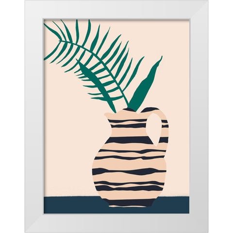 Dancing Vase With Palm III White Modern Wood Framed Art Print by Wang, Melissa