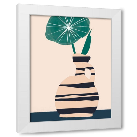 Dancing Vase With Palm IV White Modern Wood Framed Art Print by Wang, Melissa