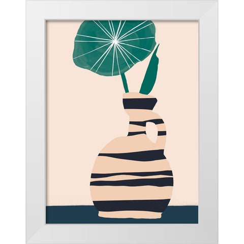 Dancing Vase With Palm IV White Modern Wood Framed Art Print by Wang, Melissa