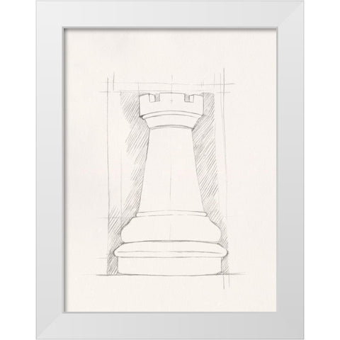 Chess Set Sketch IV White Modern Wood Framed Art Print by Caroline, Emma