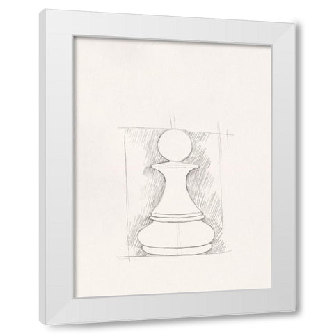 Chess Set Sketch V White Modern Wood Framed Art Print by Caroline, Emma