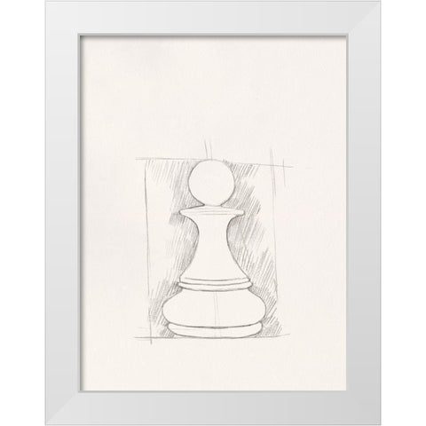 Chess Set Sketch V White Modern Wood Framed Art Print by Caroline, Emma