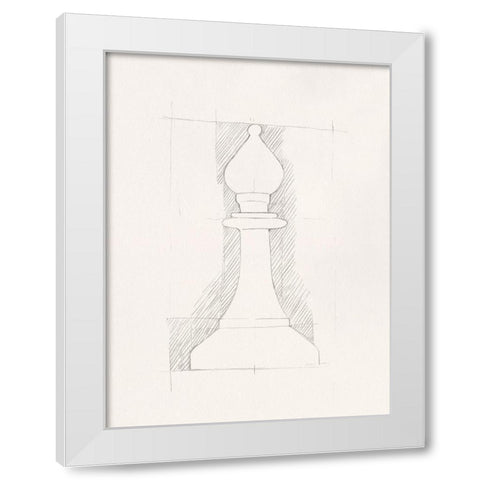Chess Set Sketch VI White Modern Wood Framed Art Print by Caroline, Emma