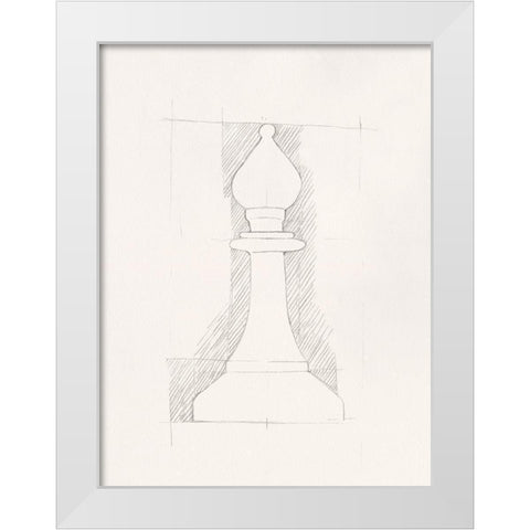 Chess Set Sketch VI White Modern Wood Framed Art Print by Caroline, Emma