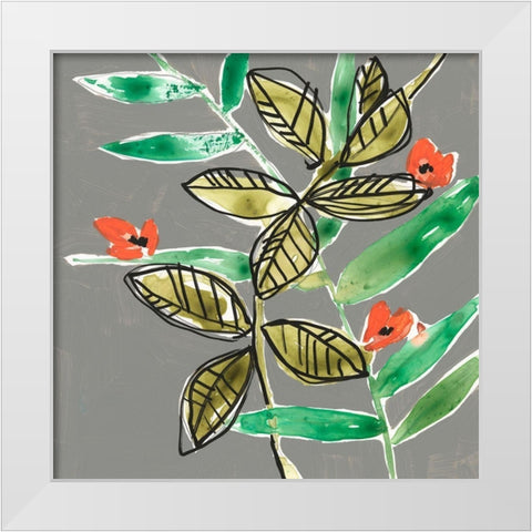 Tropic Botanicals V White Modern Wood Framed Art Print by Goldberger, Jennifer