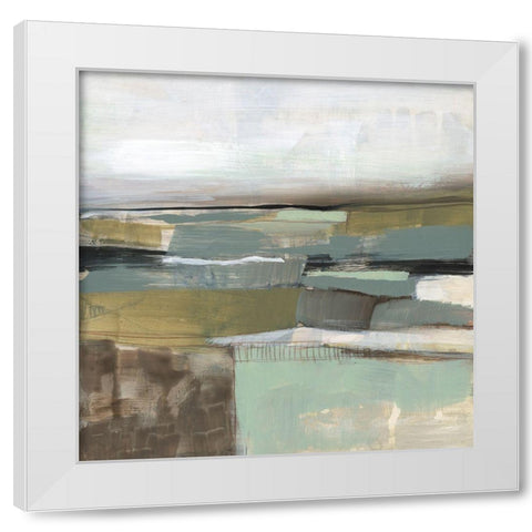 Neutral Horizon Grid I White Modern Wood Framed Art Print by Goldberger, Jennifer