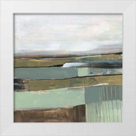 Neutral Horizon Grid II White Modern Wood Framed Art Print by Goldberger, Jennifer