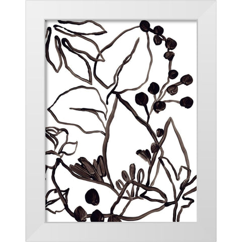 Tropical Outlines I White Modern Wood Framed Art Print by Vess, June Erica