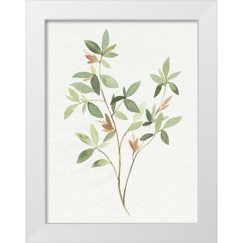 Single Sprig I White Modern Wood Framed Art Print by Warren, Annie