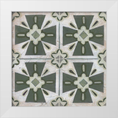 Vintage Verdigris Tile II White Modern Wood Framed Art Print by Vess, June Erica