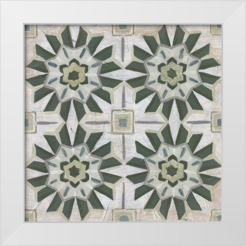 Vintage Verdigris Tile III White Modern Wood Framed Art Print by Vess, June Erica