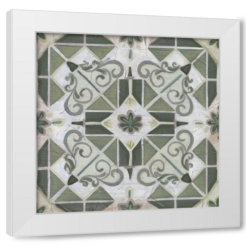 Vintage Verdigris Tile IV White Modern Wood Framed Art Print by Vess, June Erica