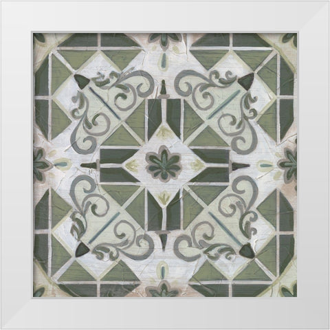 Vintage Verdigris Tile IV White Modern Wood Framed Art Print by Vess, June Erica
