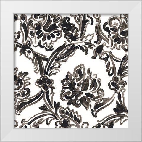Ink Motif I White Modern Wood Framed Art Print by Vess, June Erica