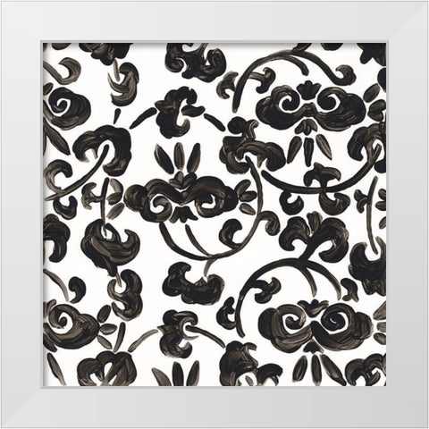 Ink Motif II White Modern Wood Framed Art Print by Vess, June Erica