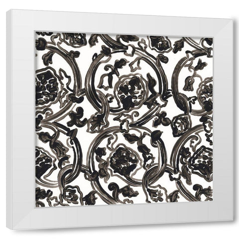 Ink Motif IV White Modern Wood Framed Art Print by Vess, June Erica