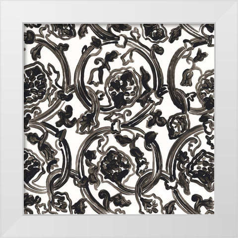 Ink Motif IV White Modern Wood Framed Art Print by Vess, June Erica