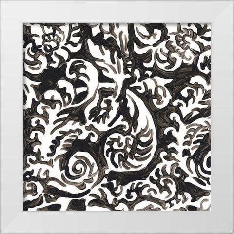 Ink Motif V White Modern Wood Framed Art Print by Vess, June Erica