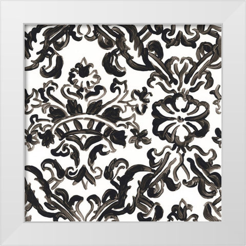 Ink Motif VI White Modern Wood Framed Art Print by Vess, June Erica