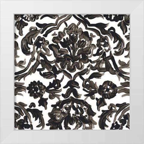 Ink Motif VII White Modern Wood Framed Art Print by Vess, June Erica