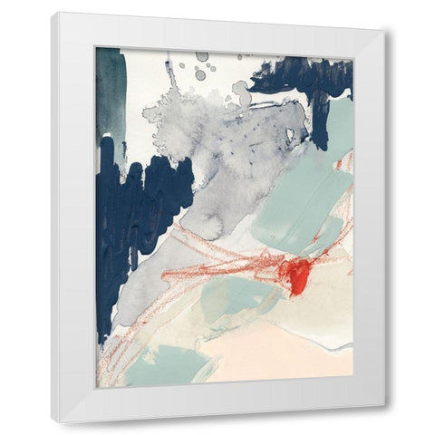 Ash Blue and Crimson I White Modern Wood Framed Art Print by Barnes, Victoria